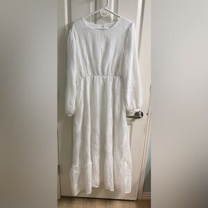 Temple White Long Sleeve Modest Maxi Dress- The White Company